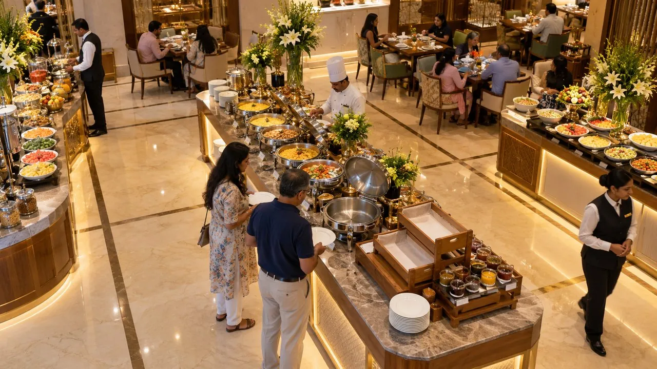 Buffet dish empty for 4 min, guests waiting