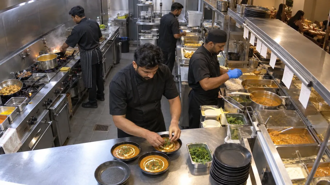 Cook plating without a cap or gloves
