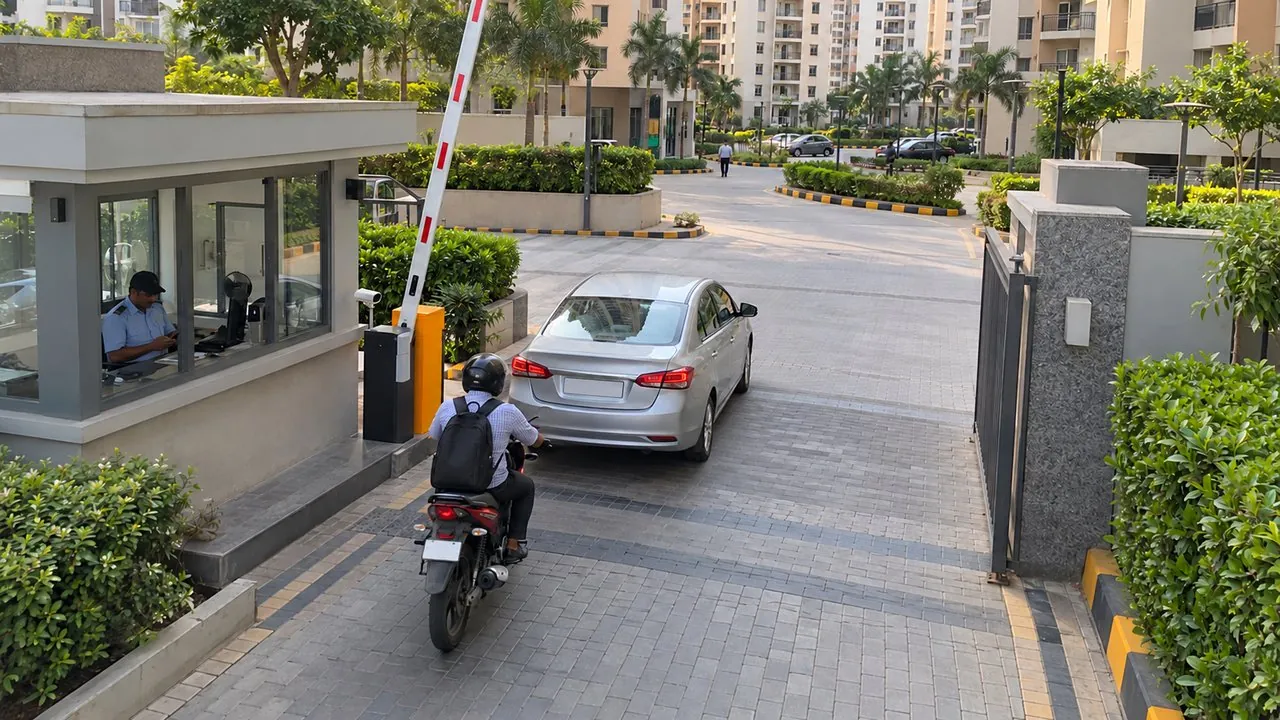 Bike came in behind a resident's car, no visitor entry