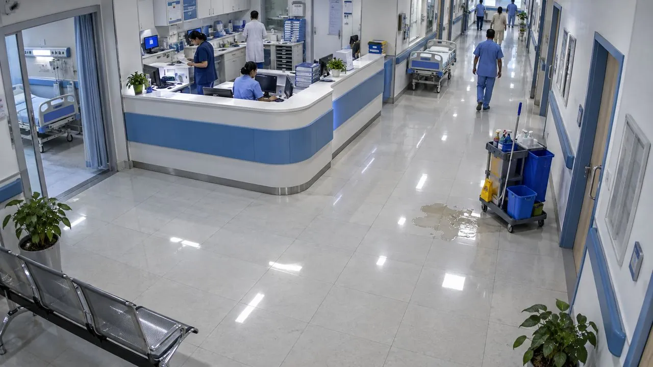 Spill on the corridor floor